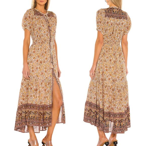 Spell & the Gypsy Collective Sundown Gown Orange Brown Floral Print Midi Dress - Picture 1 of 14